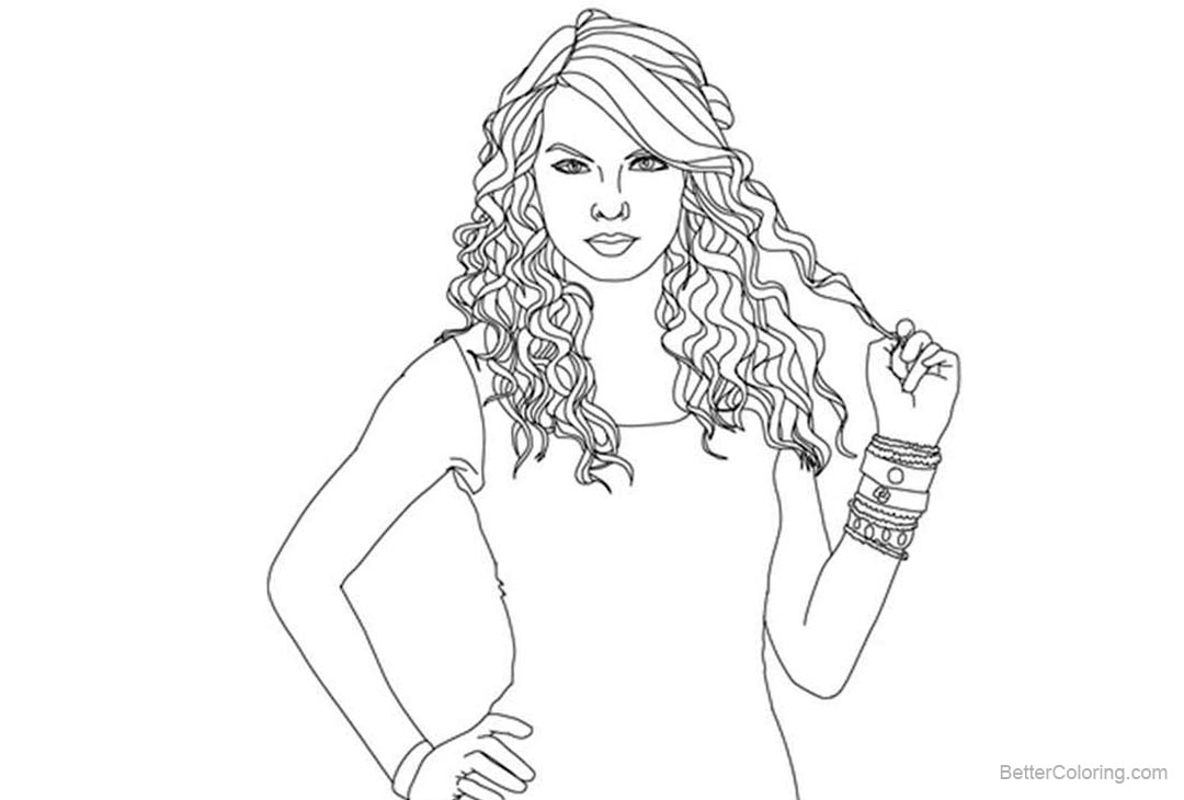 Taylor Swift Coloring Pages Long Hair - Free Printable Coloring Pages