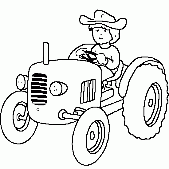 Free Tractor Coloring Pages Kids Driving A Tractor printable