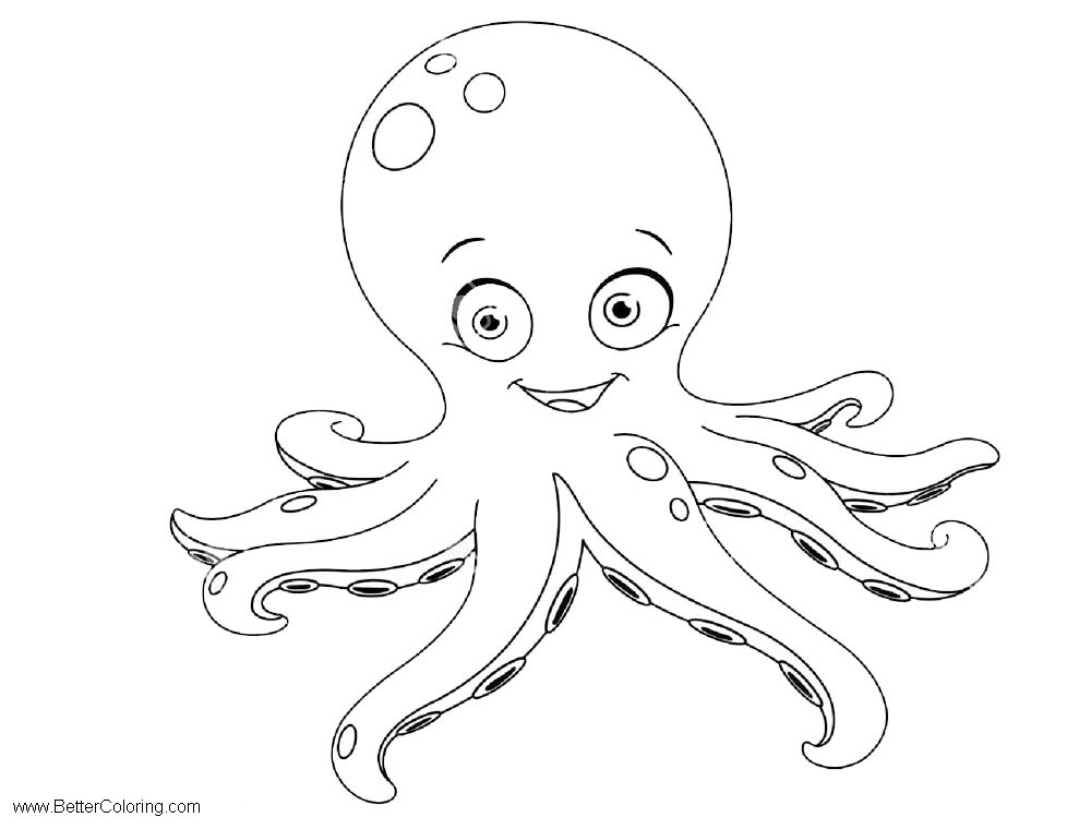 Free Under The Sea Coloring Pages Octopus Line Art printable