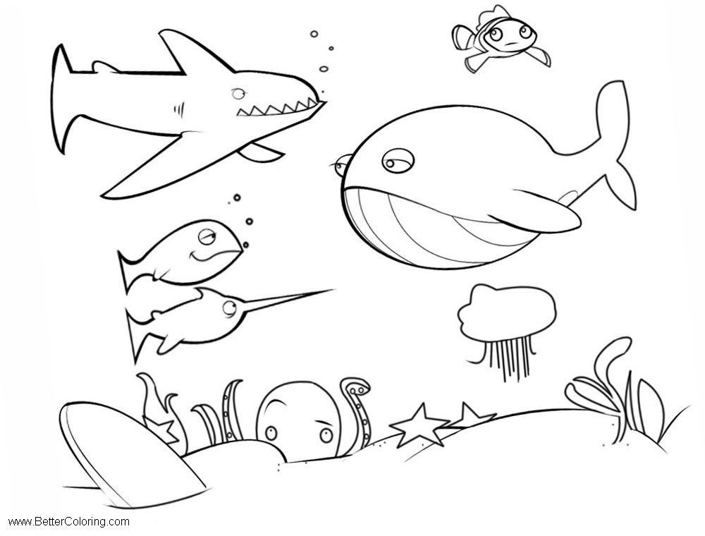 Free Under The Sea Coloring Pages Simple Drawing printable