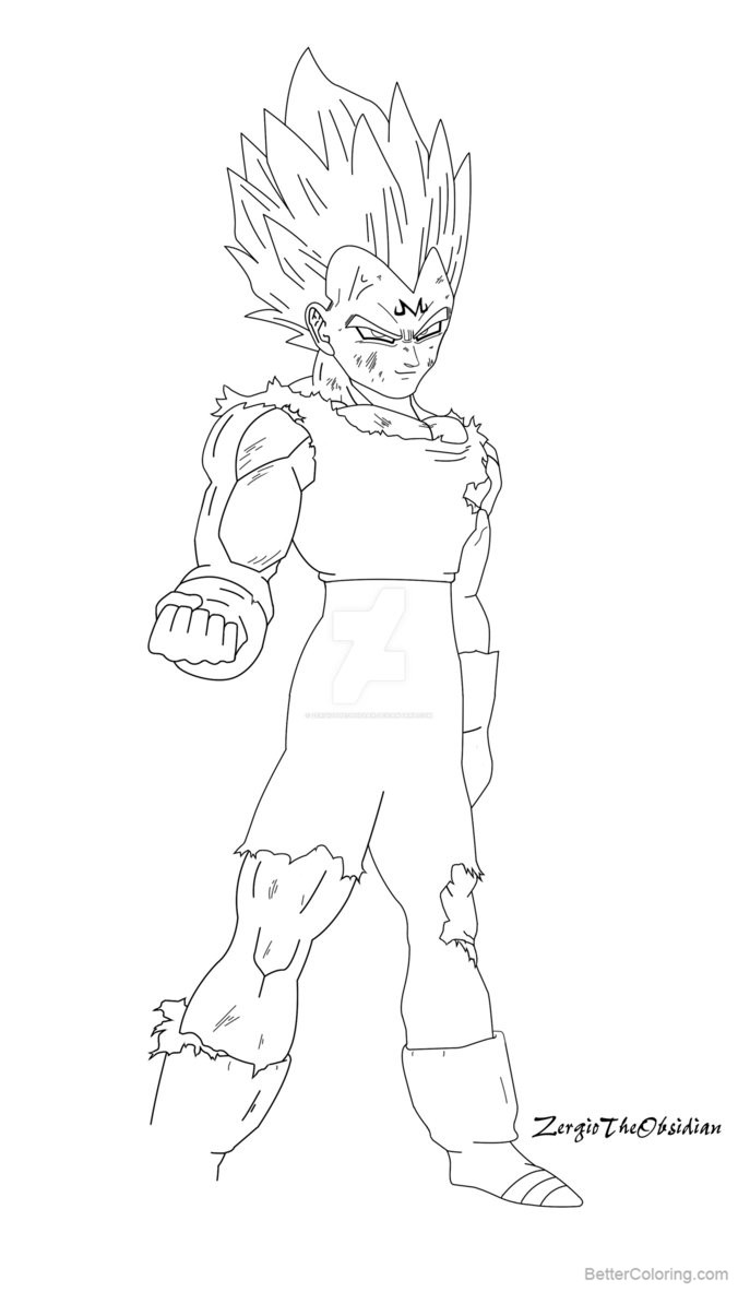 Free Vegeta Coloring Pages Lineart by ZergioTheObsidian printable