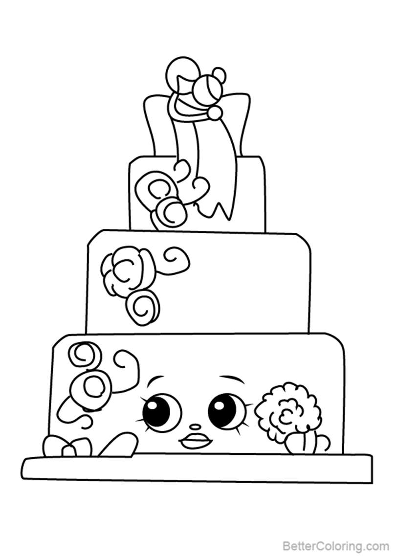 Wendy Wedding  Cake  from Shopkins Coloring  Pages Free 