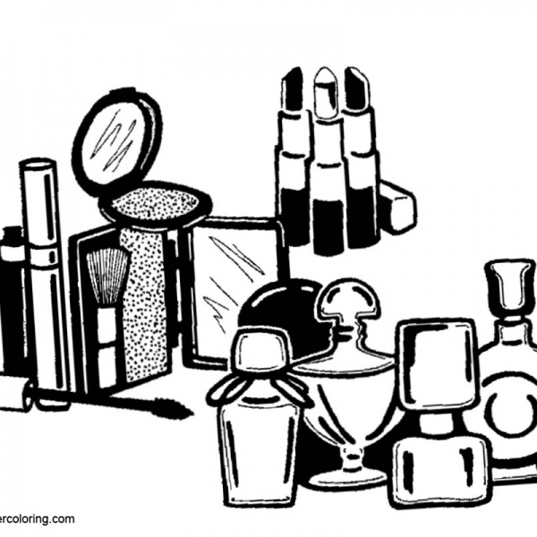 Makeup Coloring Pages Accessories - Free Printable Coloring Pages