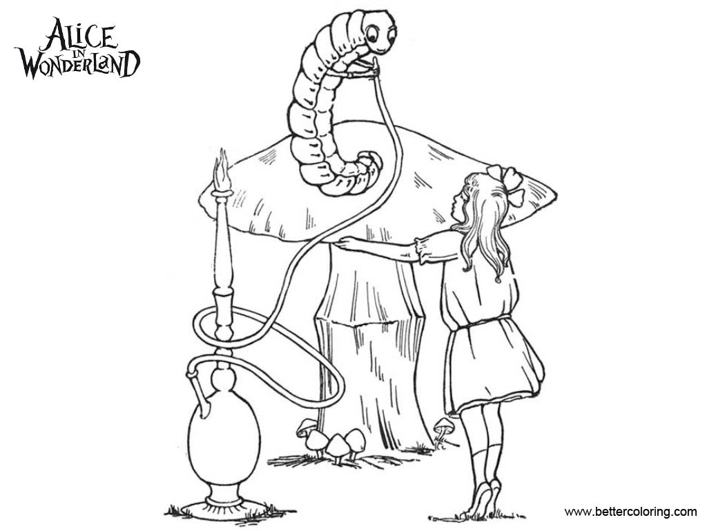 Alice In Wonderland Caterpillar Coloring Pages - Free Printable