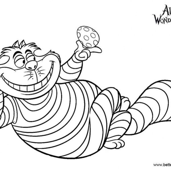 Alice In Wonderland Cheshire Cat Coloring Pages On the Tree Free