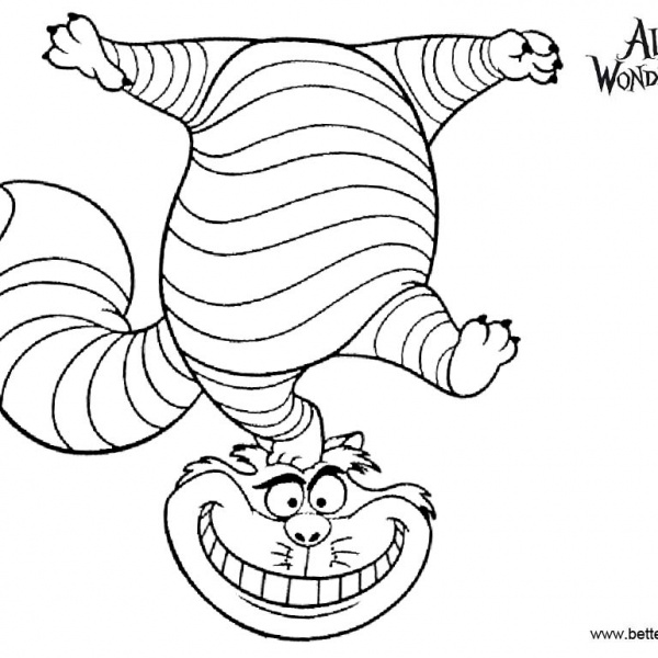 Alice in Wonderland Coloring Pages - Alice In Wonderland Cheshire Cat Coloring Pages Play On His Head 600x600 