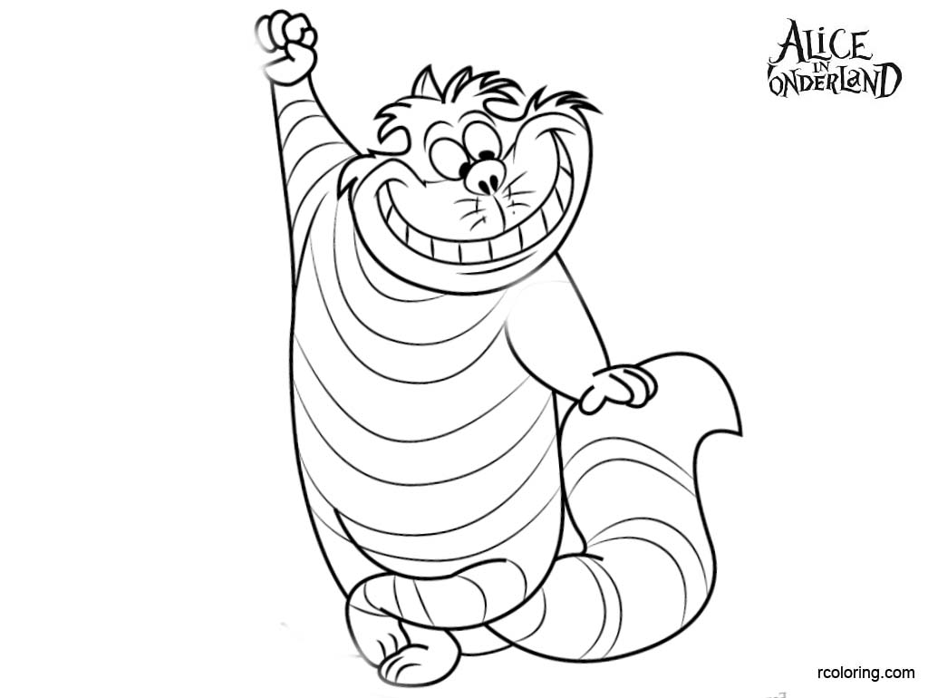 Alice In Wonderland Cheshire Cat Coloring Pages Standing - Free