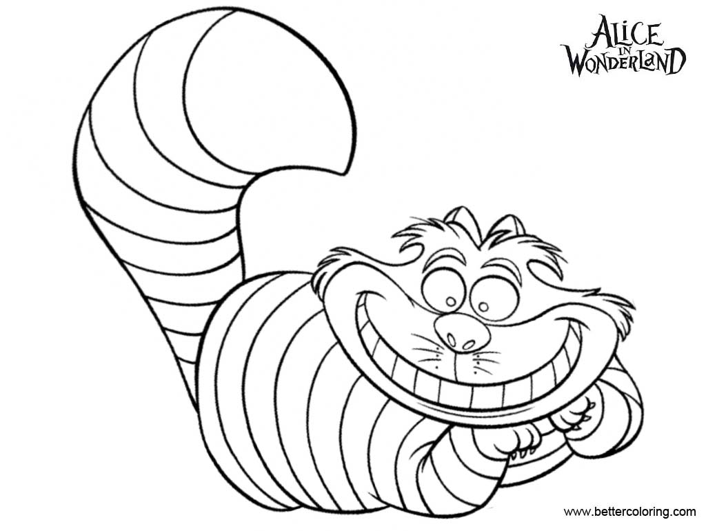 Alice In Wonderland Cheshire Cat Coloring Pages - Free Printable