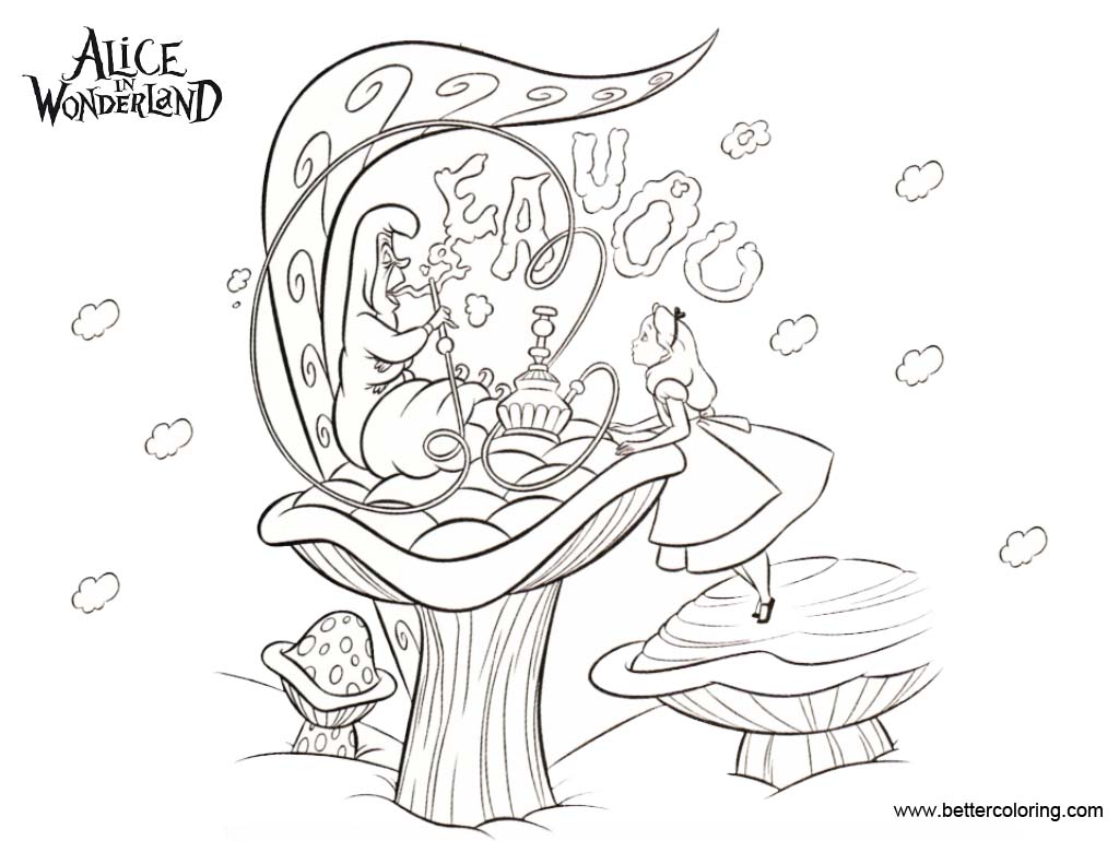 Alice In Wonderland Coloring Pages Caterpillar Asked Alice Who She is