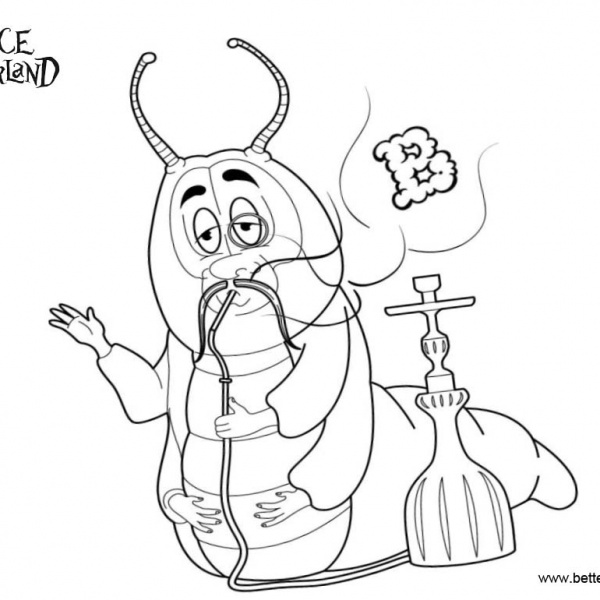 Alice In Wonderland Coloring Pages Caterpillar on A Mushroom - Free