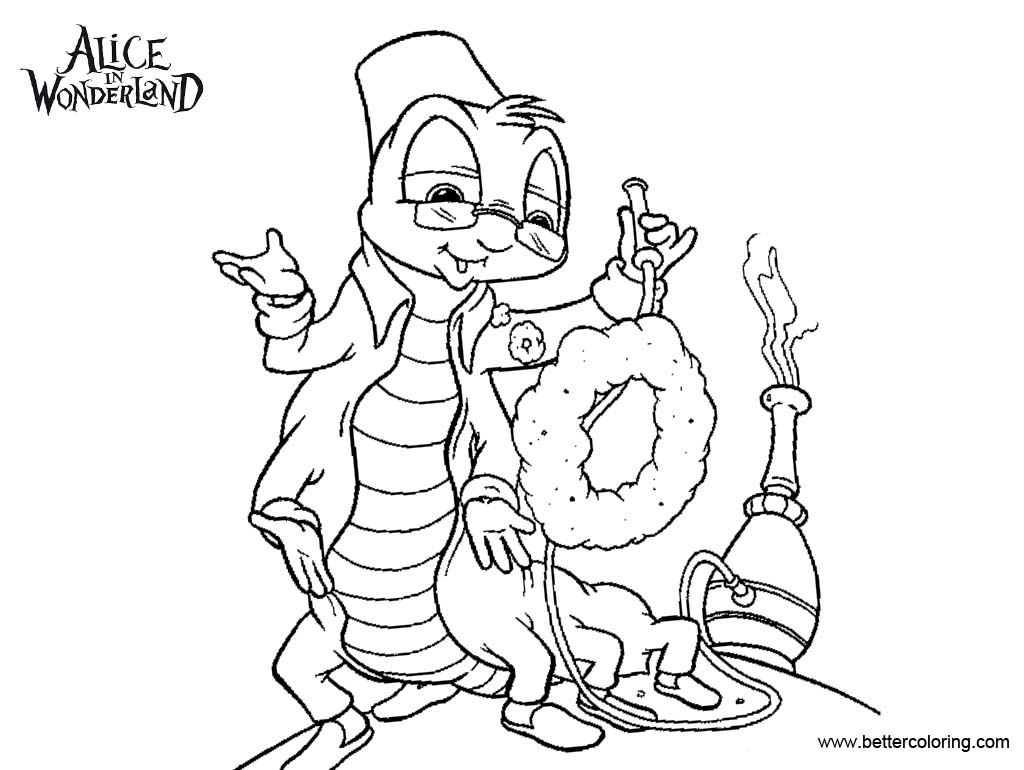 Free Alice In Wonderland Coloring Pages Caterpillar is Smoking printable