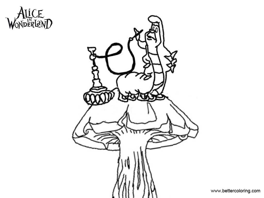 Free Alice In Wonderland Coloring Pages Caterpillar on A Mushroom printable