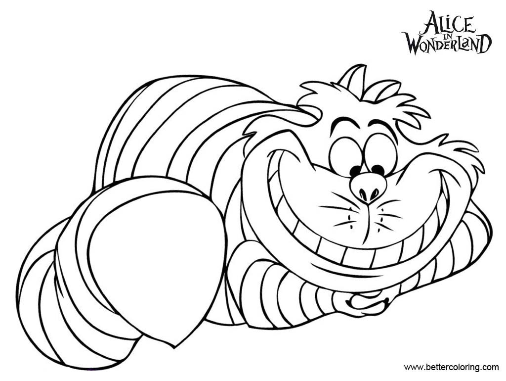 Free Alice In Wonderland Coloring Pages Cheshire Cat printable