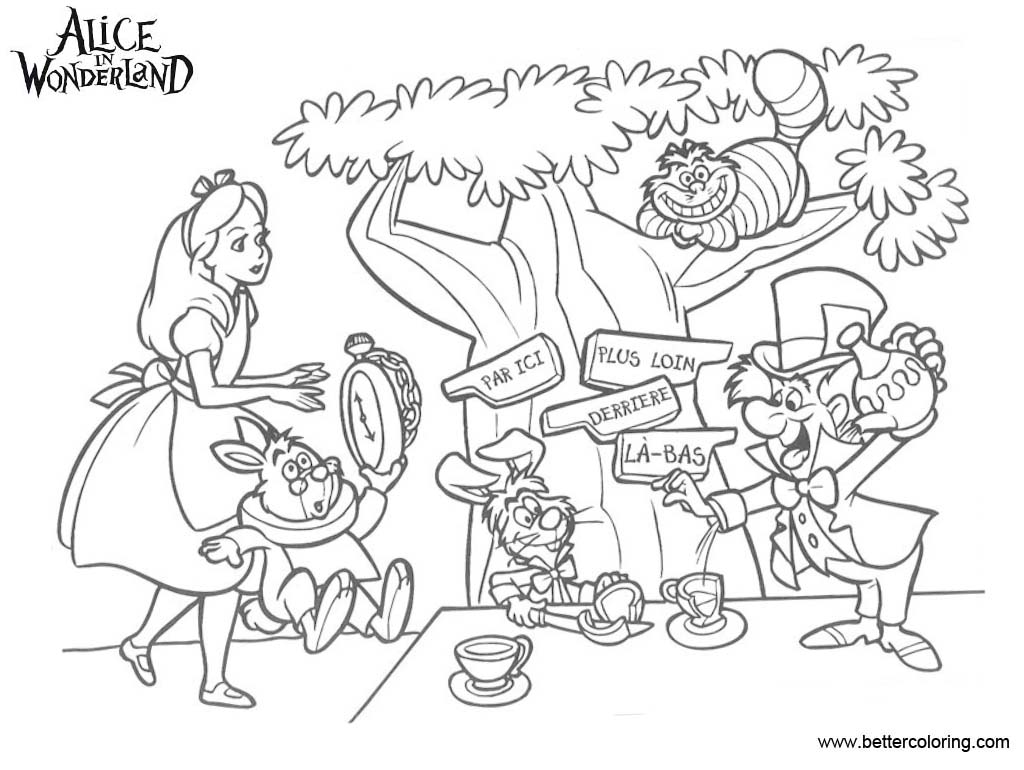 Free Alice In Wonderland Coloring Pages Tea Party Clip Art printable
