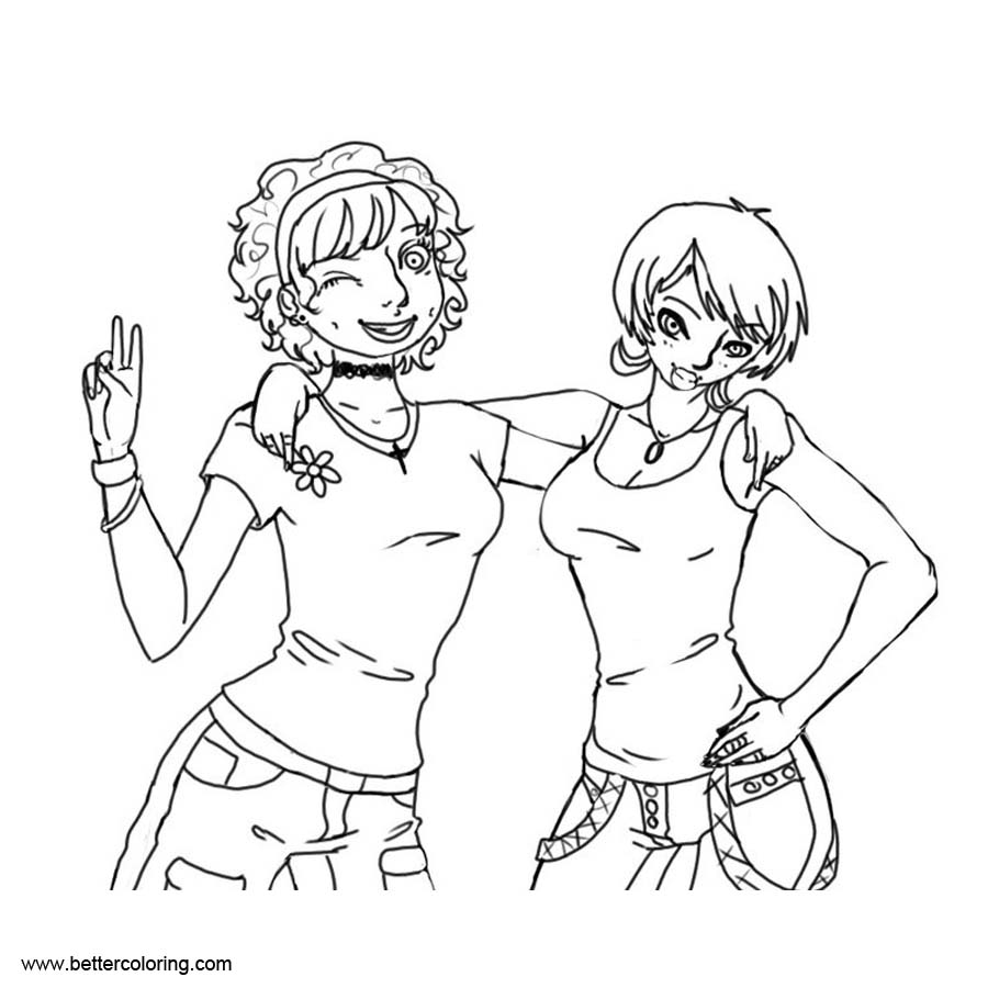 Free BFF Coloring Pages Girls Sketch by neuroticism94 printable