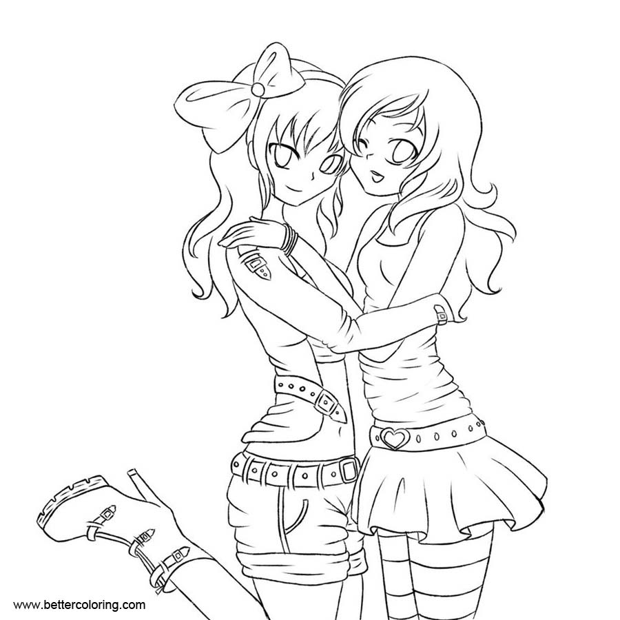 BFF Coloring Pages Line Drawing by anime nc - Free Printable Coloring Pages