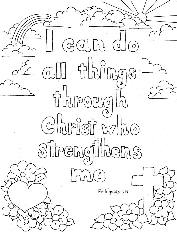 Free Bible Verse Coloring Pages Christ Strengthens Me printable