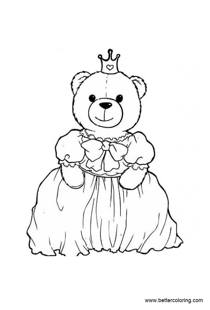 Build A Bear Coloring Pages Bear Princess Free Printable Coloring Pages