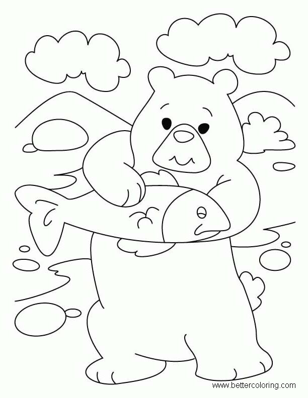 Free Build A Bear Coloring Pages Fish for Food printable