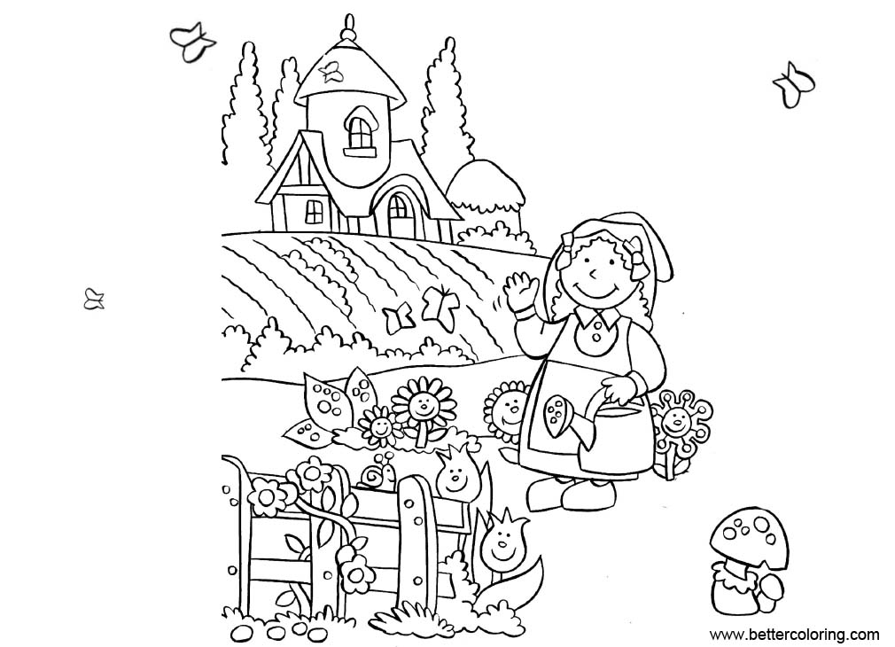 Free Cartoon Garden Coloring Pages printable