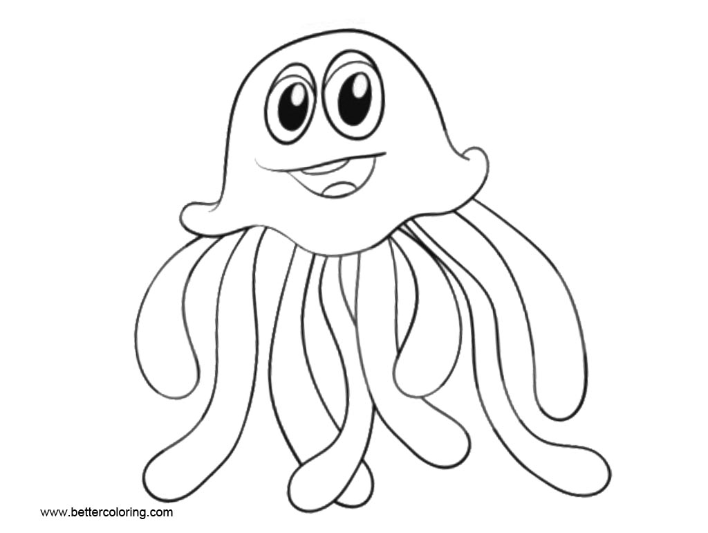 Free Cartoon Jellyfish Coloring Pages printable