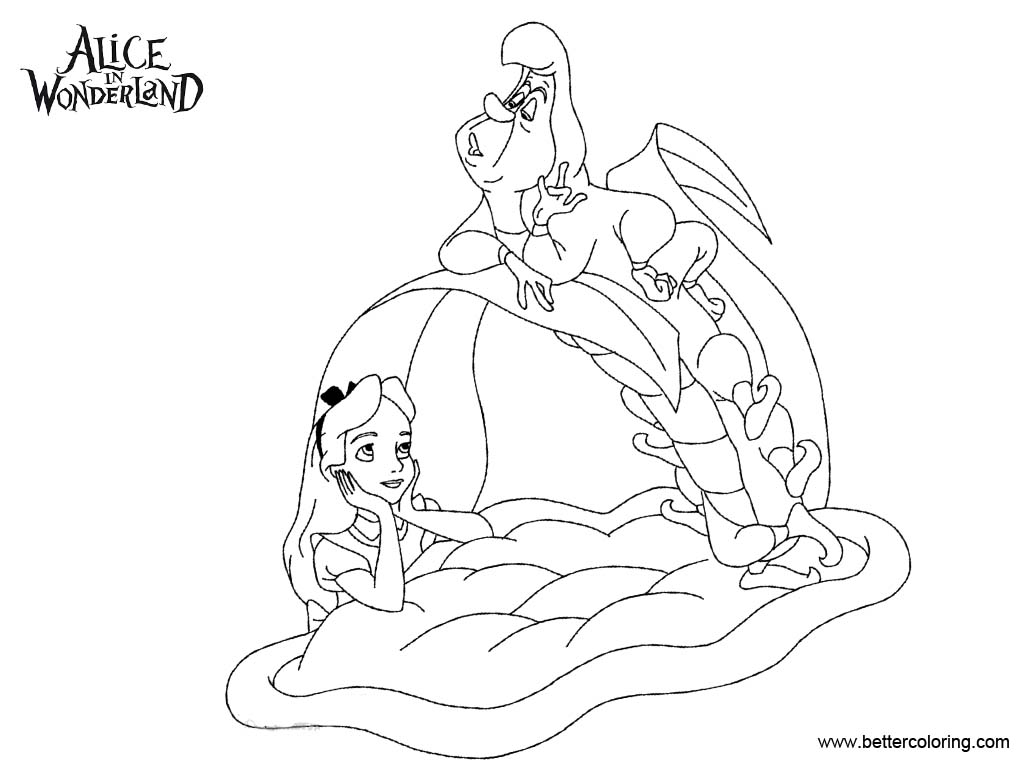 Free Caterpillar from Alice In Wonderland Coloring Pages printable