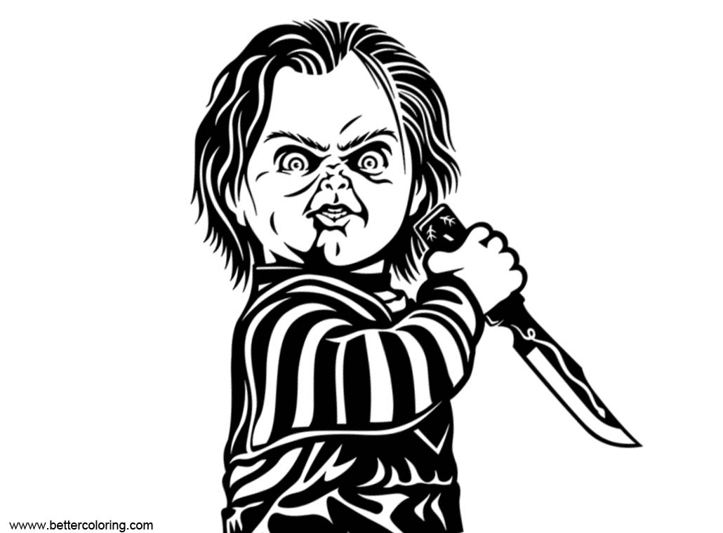 Chucky Coloring Pages Black And White Free Printable Coloring Pages