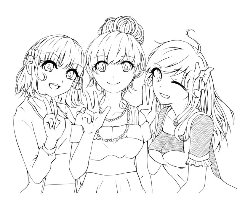 Free Cute BFF Coloring Pages Girls by jankumiko printable