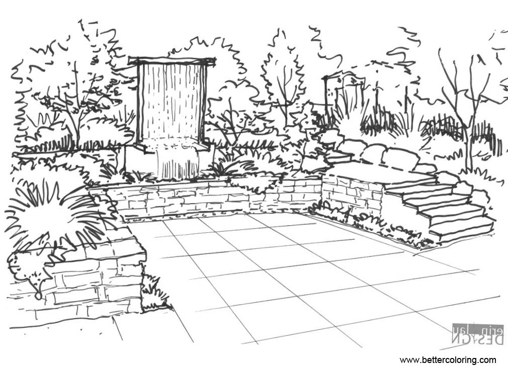 Download Garden Coloring Pages Inking Drawing - Free Printable ...