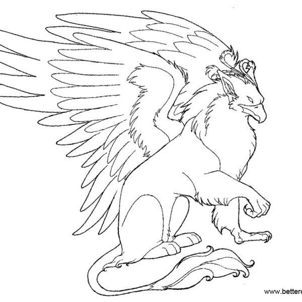Griffin Coloring Pages Line Drawing - Free Printable Coloring Pages