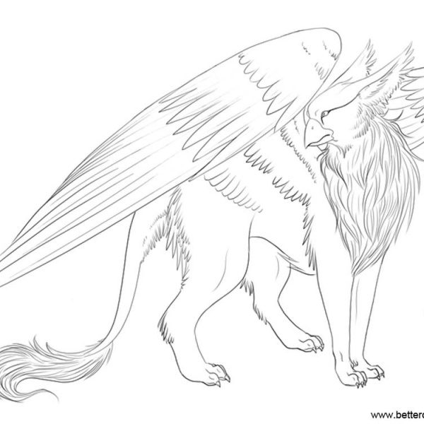 Gryphon Coloring Pages Sketch Griffin - Free Printable Coloring Pages
