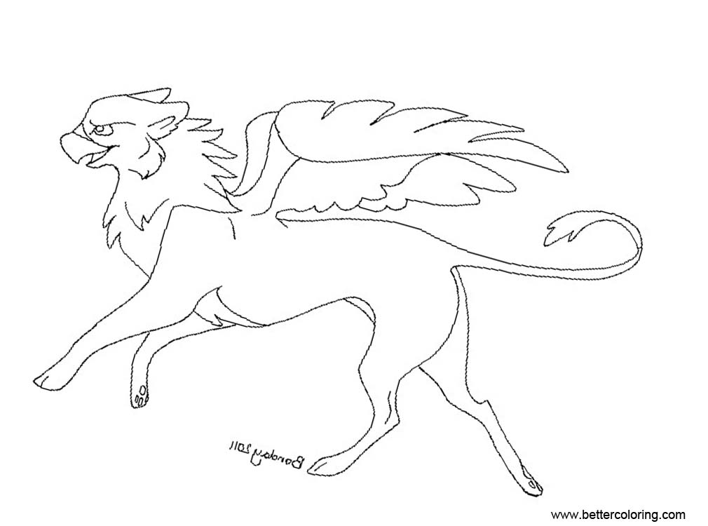 Free Gryphon Griffin Coloring Pages Outline printable