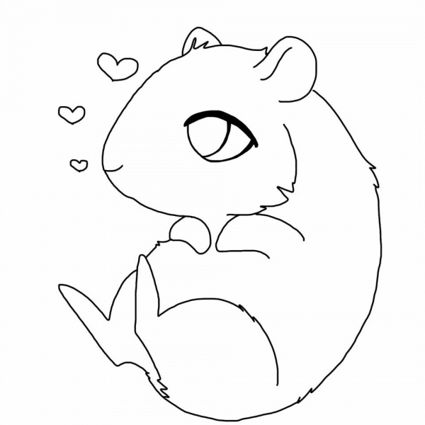 Guinea Pig Coloring Pages Realistic Sketch Drawing - Free Printable