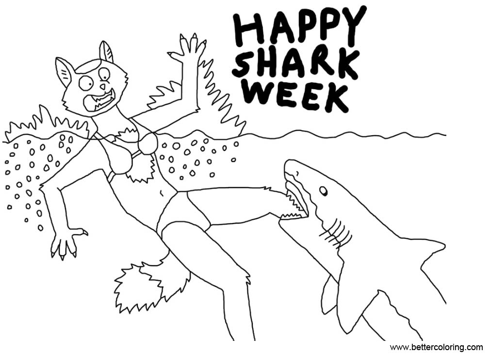 Free Happy Shark Week Coloring Pages by by Rennon the Shaved printable