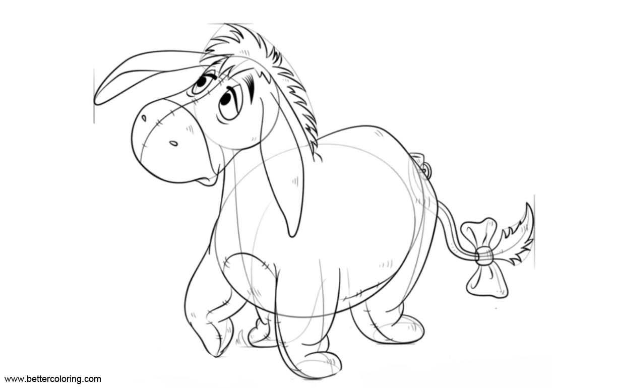 Free How to Draw Eeyore Coloring Pages printable