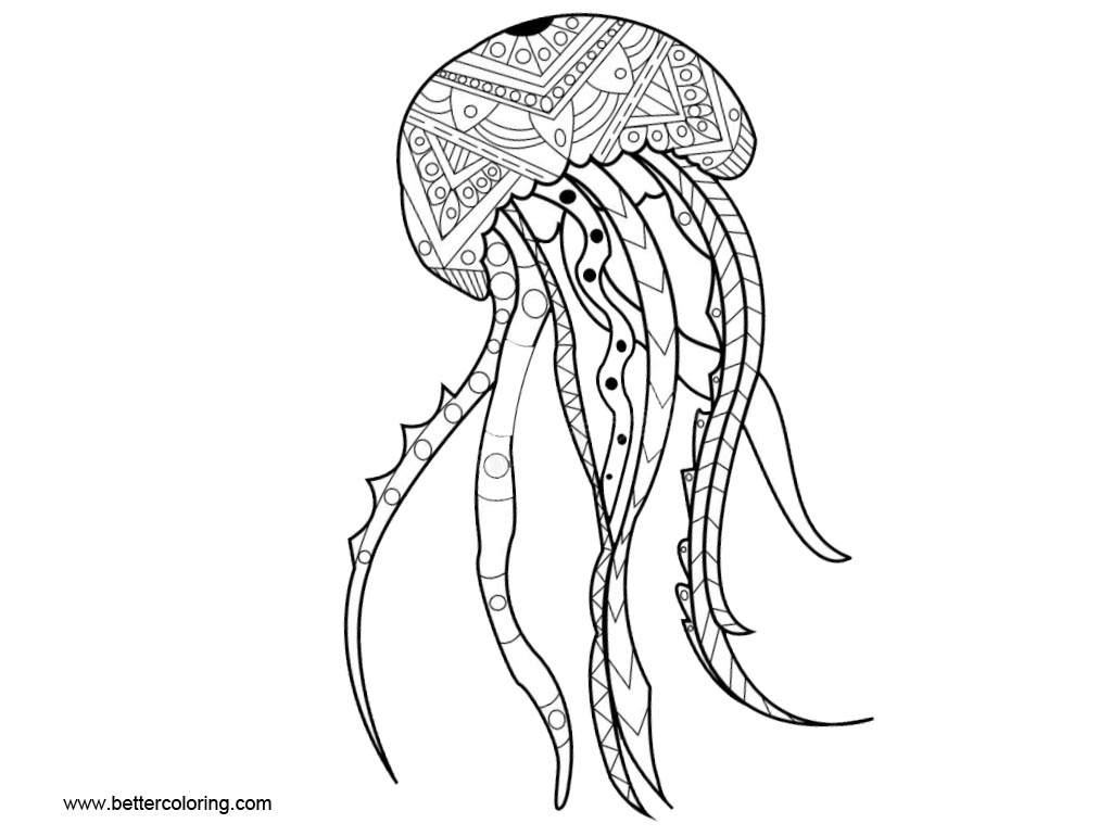 Jellyfish Coloring Pages Anti Stress - Free Printable Coloring Pages