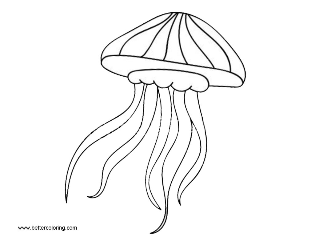 Jellyfish Coloring Pages Easy Drawing - Free Printable Coloring Pages