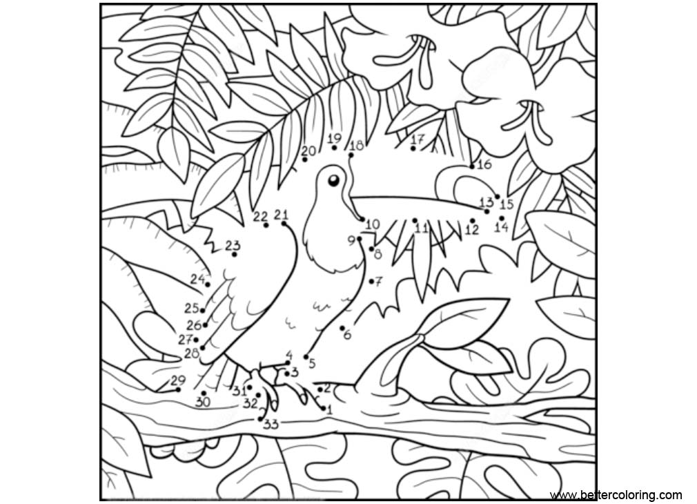 jungle coloring pages connect the dots by number free printable