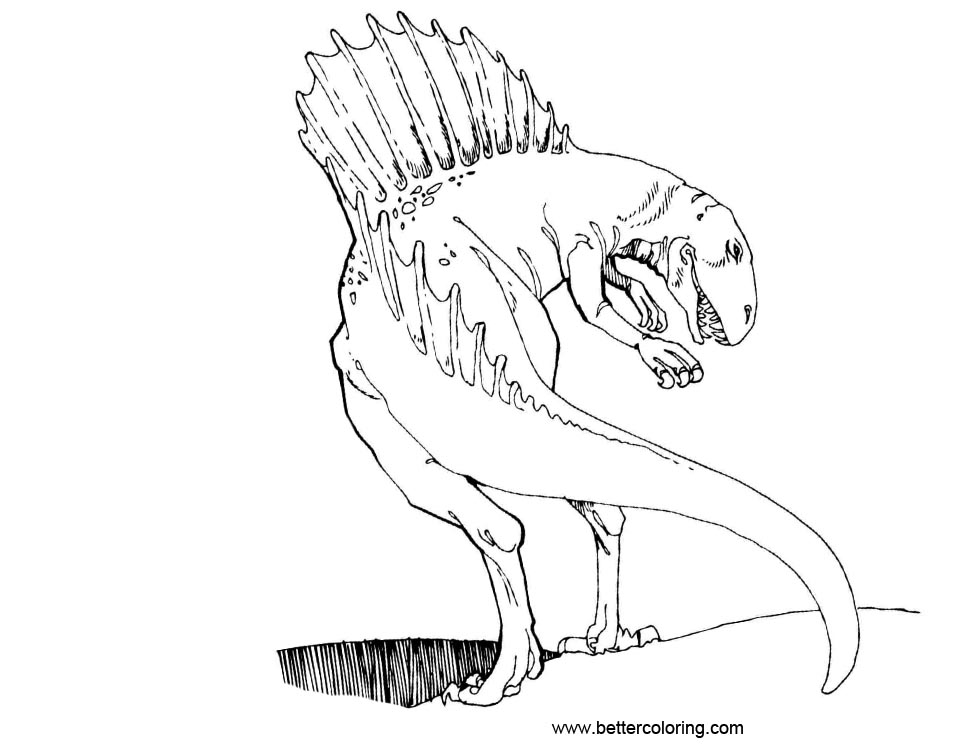 Jurassic World Coloring Pages Baryonyx Lineart - Free Printable