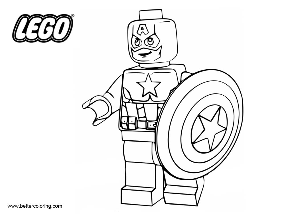 LEGO Captain America Coloring Pages Superhero Free Printable Coloring 