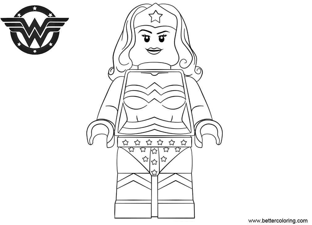 Free LEGO Wonder Woman Coloring Pages Black and White printable