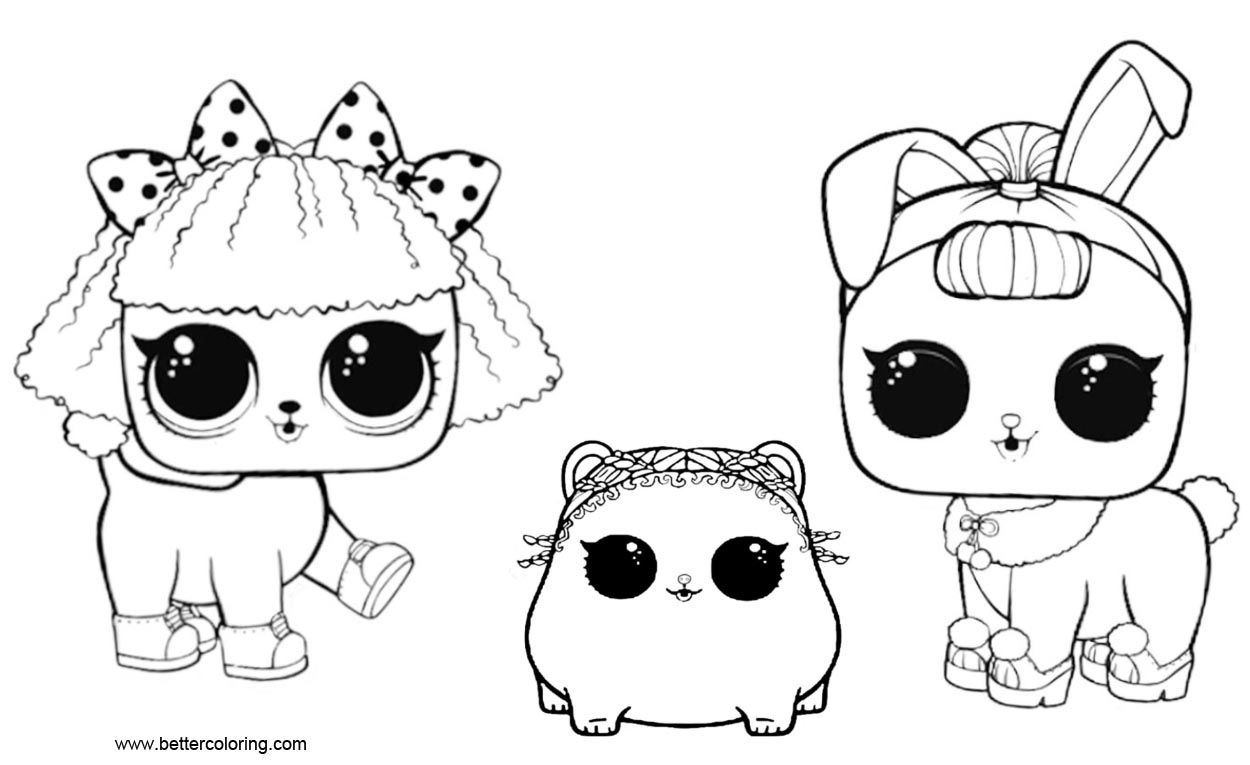 Free LOL Pets Coloring Pages Three Pets printable