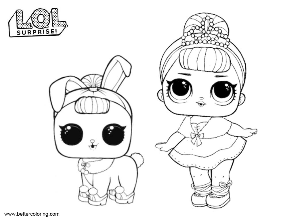 LOL Surprise Pets Coloring Pages Crystal Queen and Bunny - Free