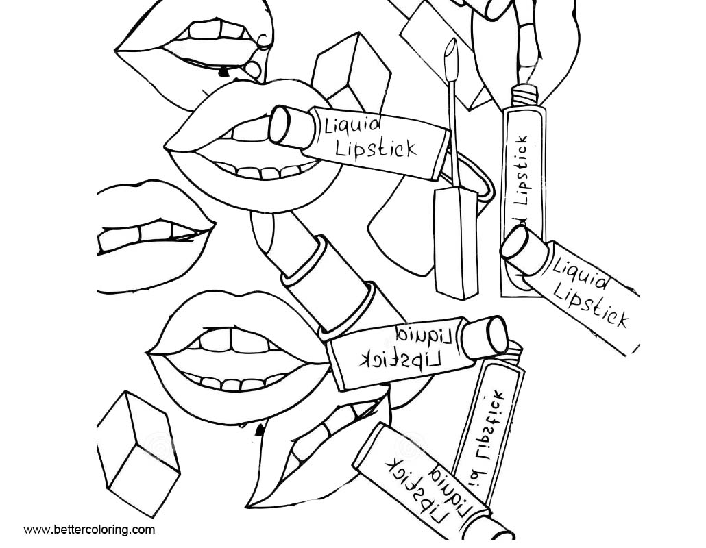 Free Makeup Coloring Pages Liquid Lipsticks printable