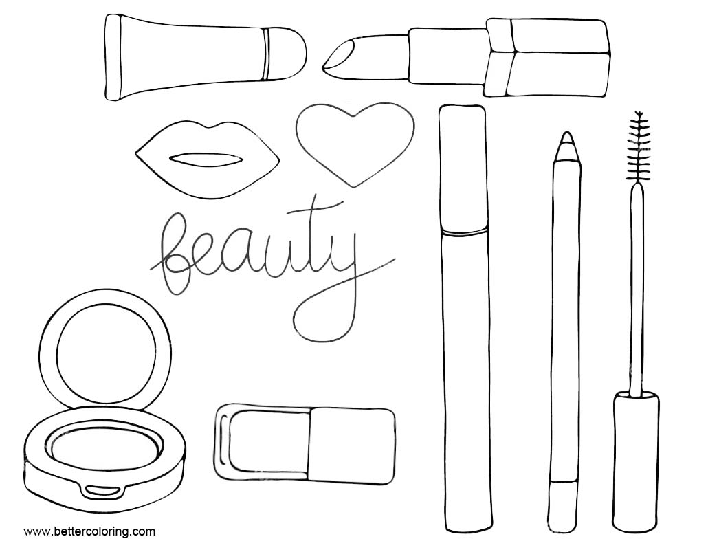Free Makeup Coloring Pages Tools printable