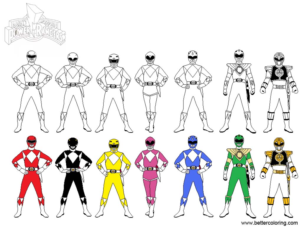 Mighty Morphin Power Rangers Coloring Pages Line Art By Debochira 