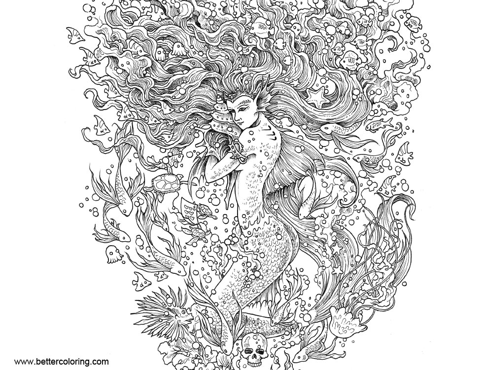 Mythomorphia Coloring Pages Mermaid Free Printable Coloring Pages