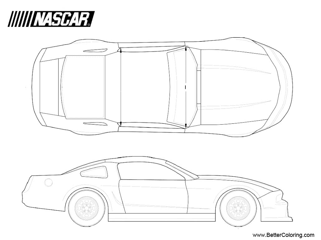 Free Nascar Coloring Pages Side View and Top View printable