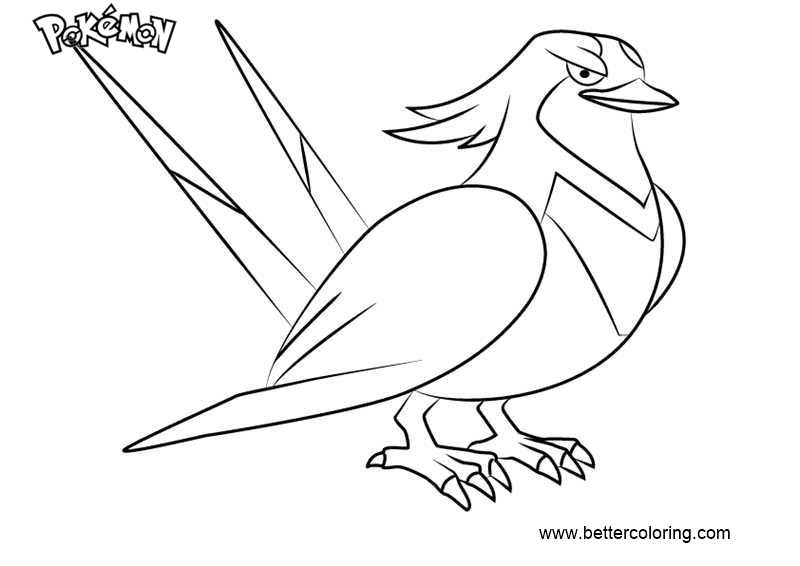 Free Pokemon Coloring Pages Swellow printable