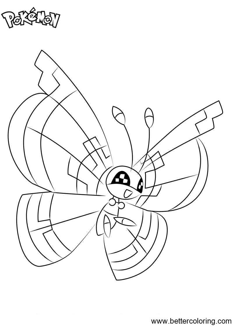 Pokemon Coloring Pages Vivillon - Free Printable Coloring Pages